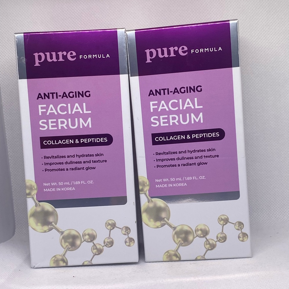 2 Pure Formula Anti-Aging Facial Serum Anti-Aging Collagen & Peptides 1.69oz